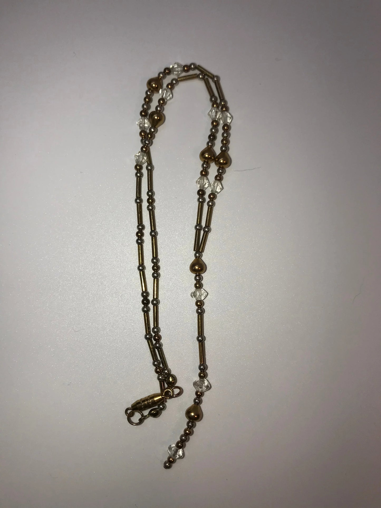 15 1/2" Gold and Clear Y-Shaped Beaded Necklace