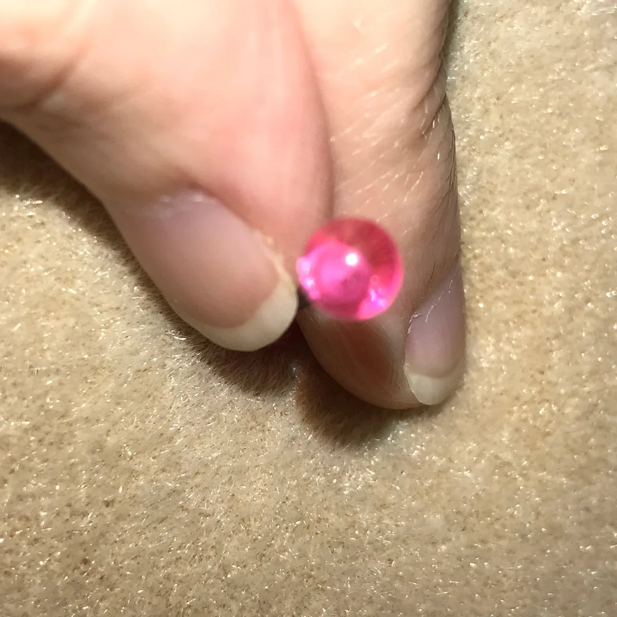 14 Gauge Pink Clear and Silver Glitter Design Tongue Ring
