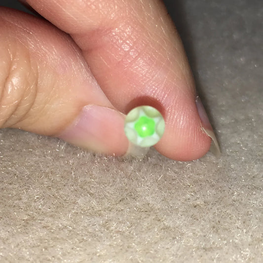 14 Gauge Clear, Green and White Glitter Star Design Tongue Ring
