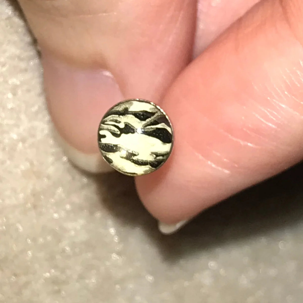 14 Gauge Black and White Camo Tongue Ring