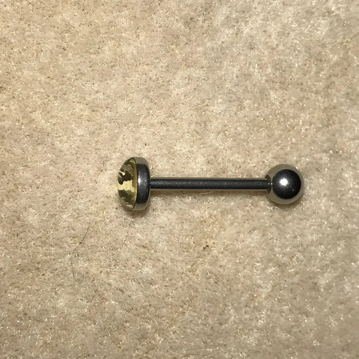 14 Gauge Black and White Camo Tongue Ring