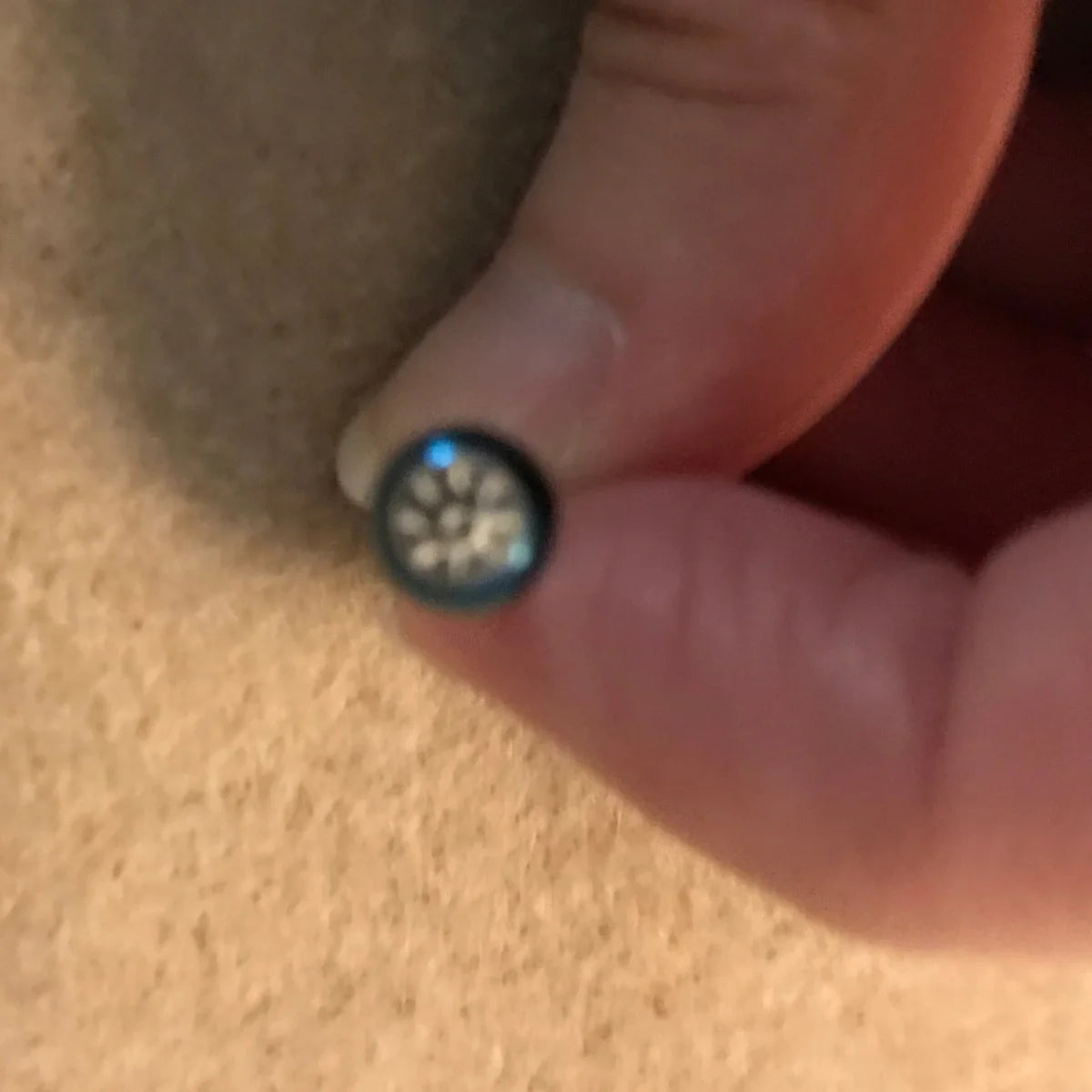 14 Gauge Blue with a Clear Gem Titanium Plated Tongue Ring