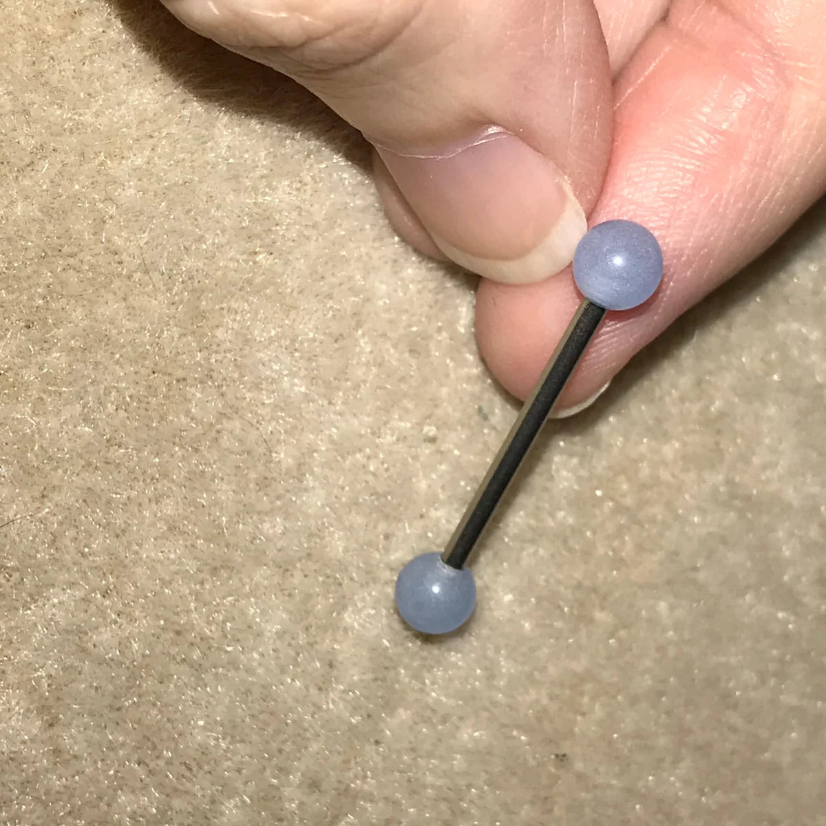 14 Gauge Light Blue Design Tongue Ring