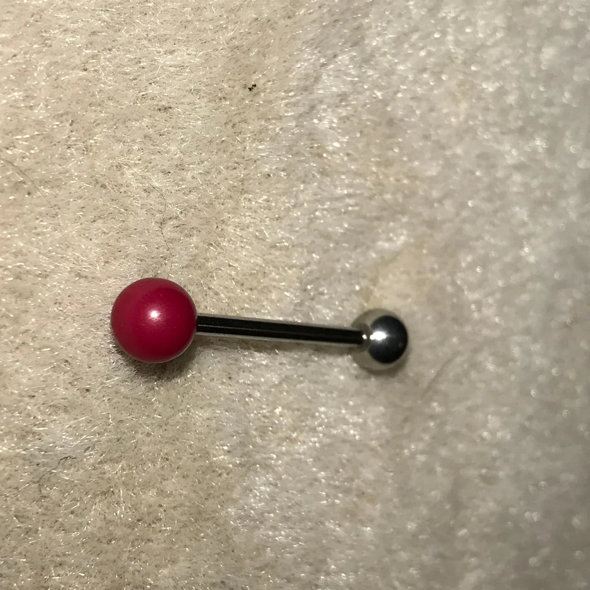 14 Gauge Red and Silver Tongue Ring
