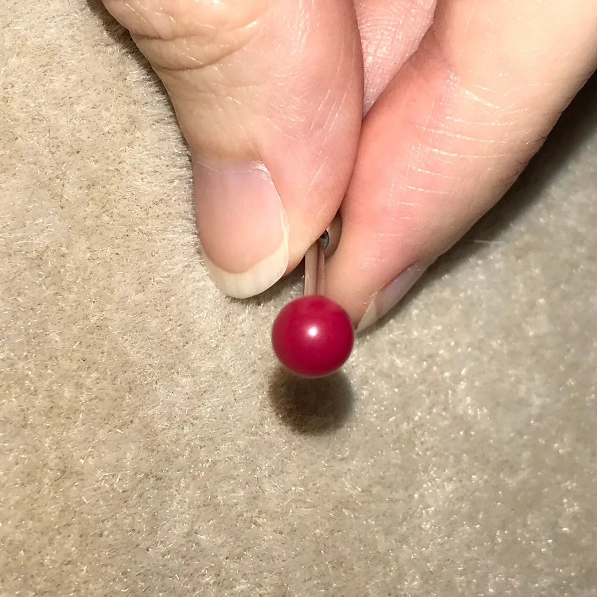 14 Gauge Red and Silver Tongue Ring