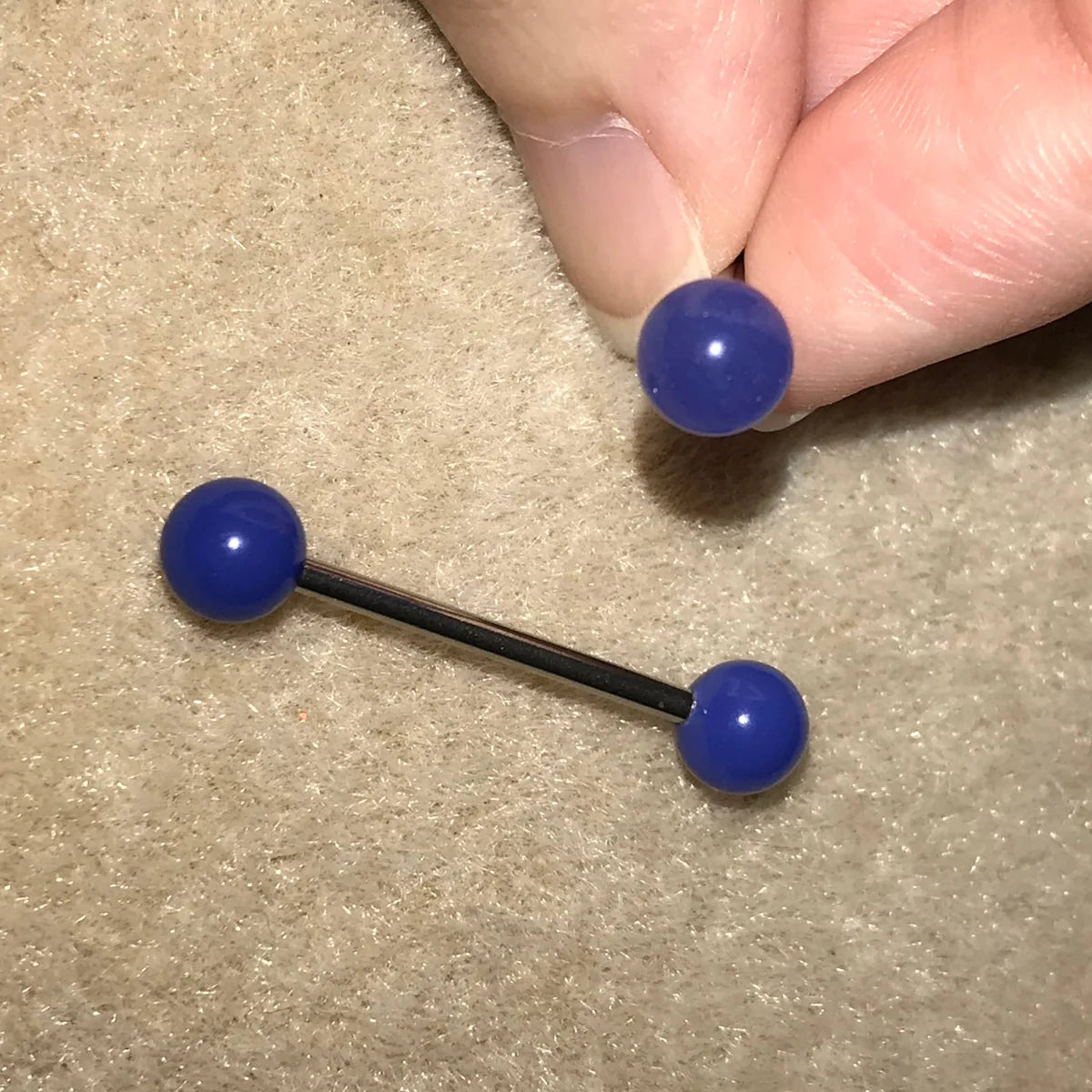 14 Gauge Bluish Purple Design Tongue Ring