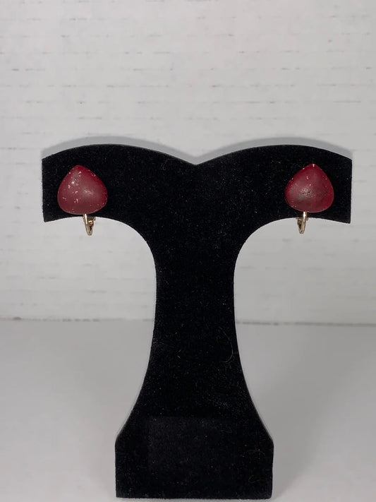 13 mm Red Howlite Clip Earrings