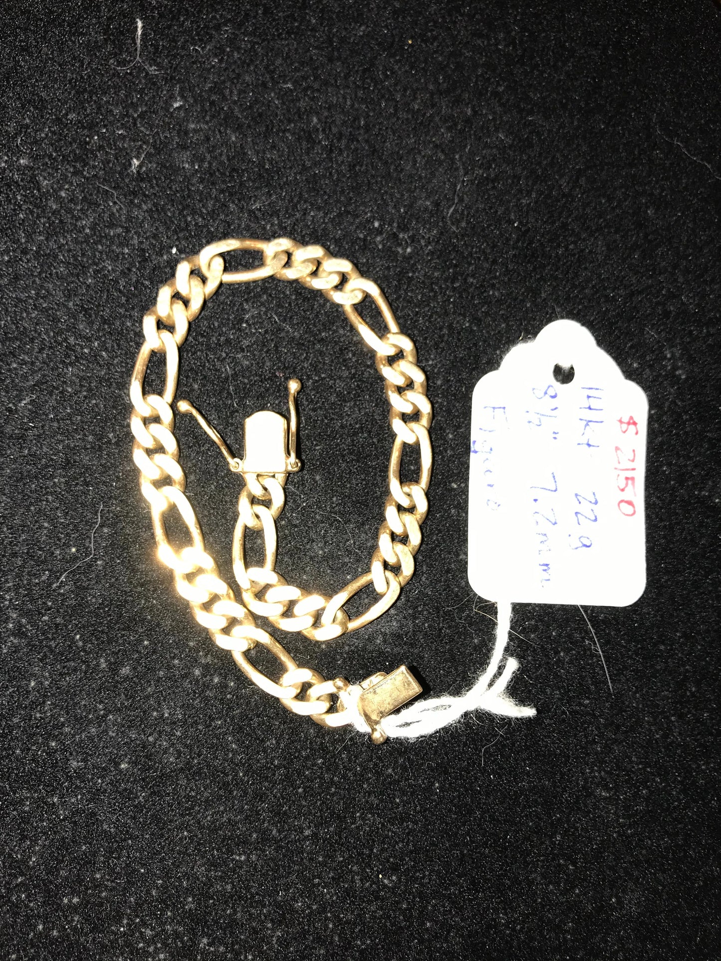 8 1/2" 14 Kt Gold Figaro Bracelet