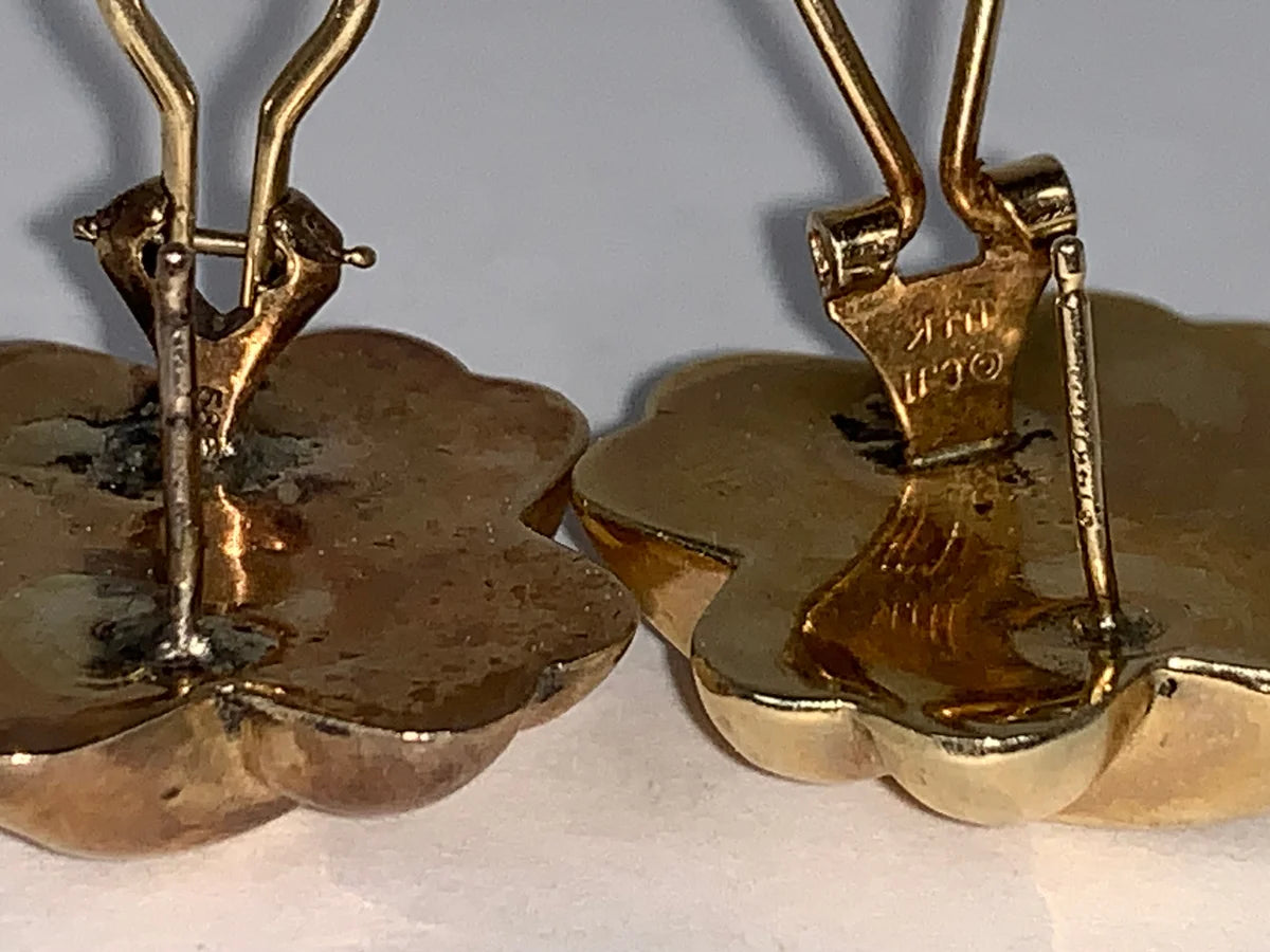 14 Kt Gold X Shaped Earrings