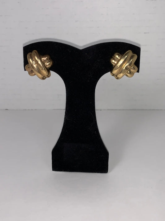 14 Kt Gold X Shaped Earrings