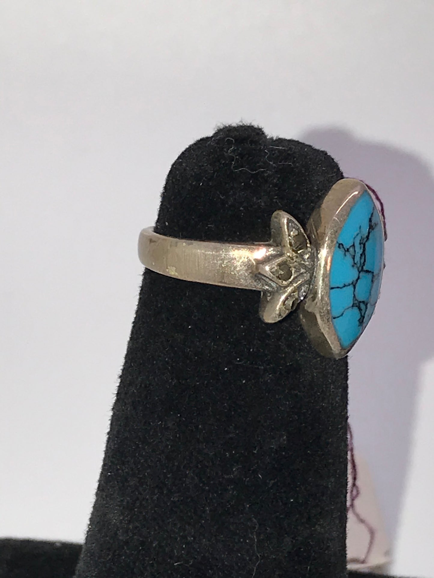 Marquis Turquoise and Sterling Silver Ring, Size 7