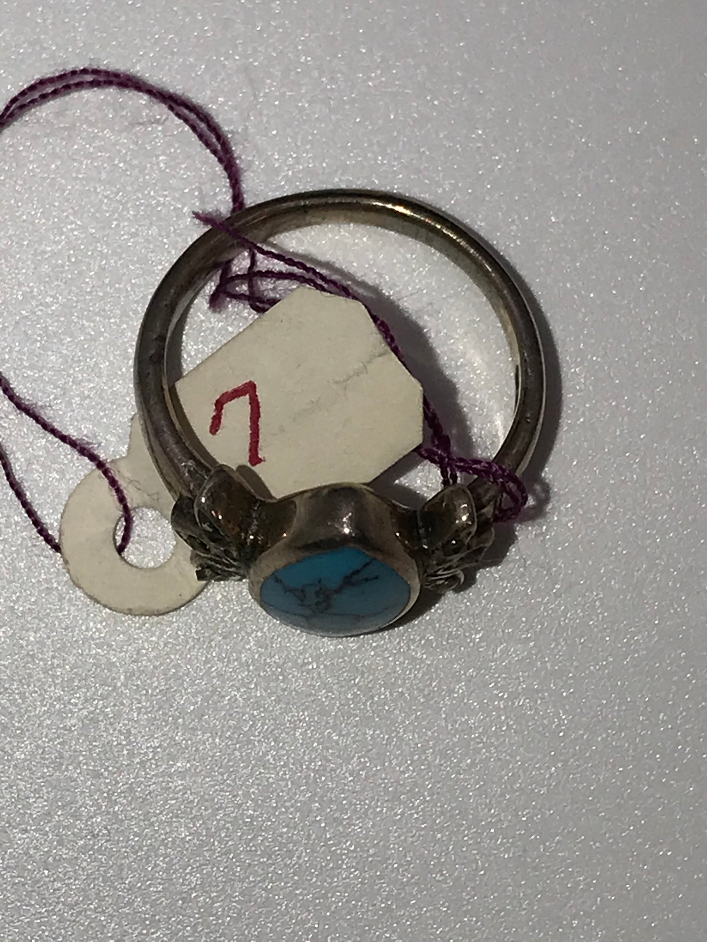 Marquis Turquoise and Sterling Silver Ring, Size 7